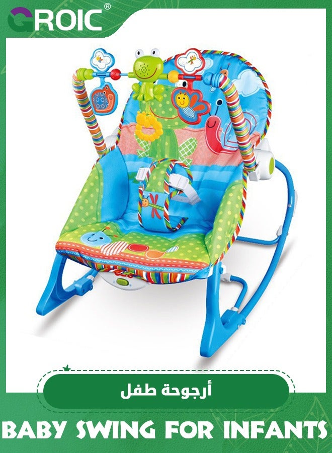 GROIC Baby Swing for Infants,Portable Baby Bouncer Soothing Vibrations Infant Seat with Removable Toy Bar,Electric Rocking Chair for Baby with Intelligent Music - Image 1