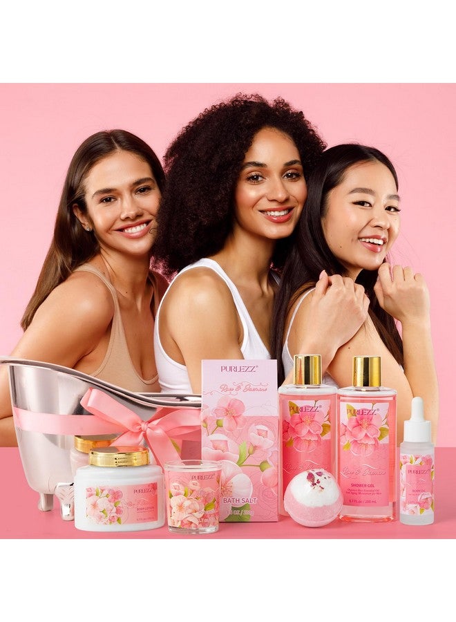 Rose & Jasmine Floral Luxury Bath & Body Gifts - Spa Basket with Body Lotion, Soy Candle - Home Bath Gift Set for Women - Image 5