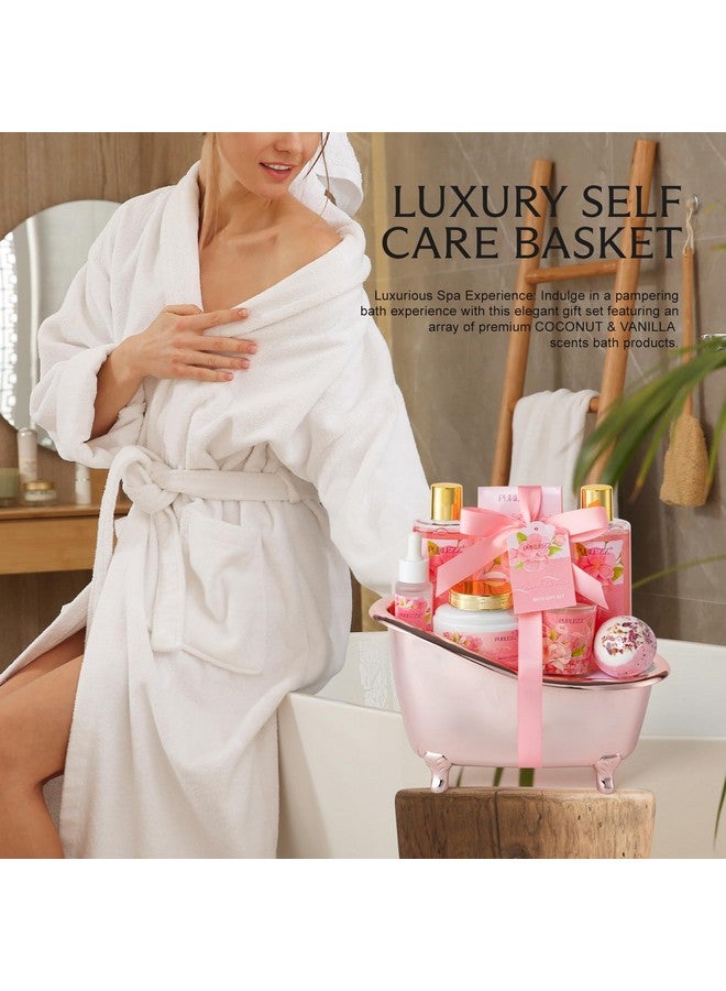 Rose & Jasmine Floral Luxury Bath & Body Gifts - Spa Basket with Body Lotion, Soy Candle - Home Bath Gift Set for Women - Image 3