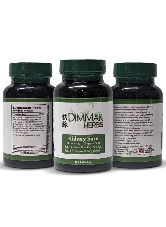 dimmak herbs Kidney Sure Health Supplement Chinese Herb Kidney Blend Detoxifier + Regenerator For Health, Care + Protection - 100 Caps 400Mg - Image 3