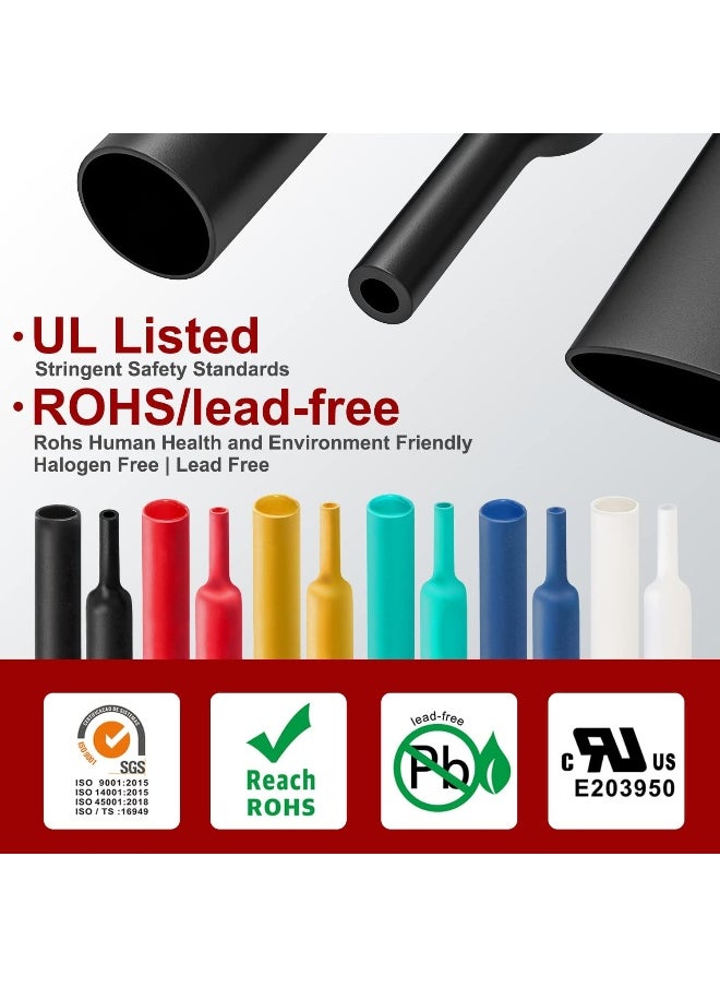 CHANZON Chanzon 3:1 Ratio 1/16" (1.6mm) Heat Shrink Tubing - Marine Grade Waterproof Adhesive Lined - 8Ft Roll (2.5M Total Length) Black Polyolefin Sleeving Wrap Shrinking 3 to 1 Ratio 1pcs  - Image 2