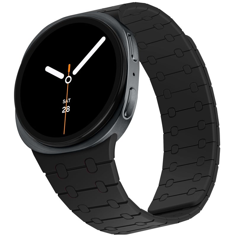 ZZDZZ Magnetic Band Compatible with Samsung Galaxy Watch 8 Band 40mm 44mm/Galaxy Watch 8 Classic 46mm(2025), Silicone Sport Strap for Women Men, Black - Image 1