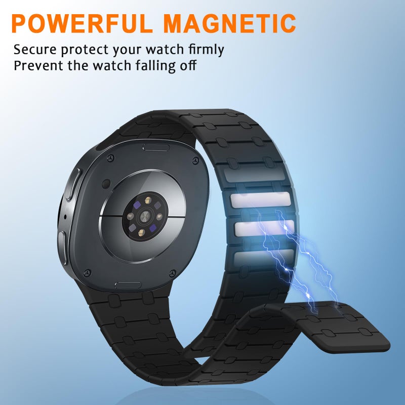 ZZDZZ Magnetic Band Compatible with Samsung Galaxy Watch 8 Band 40mm 44mm/Galaxy Watch 8 Classic 46mm(2025), Silicone Sport Strap for Women Men, Black - Image 4