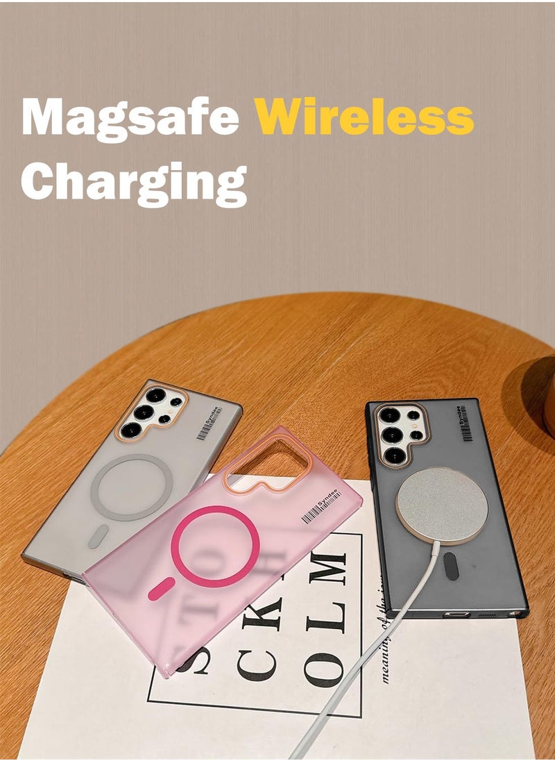 Wtech - Samsung Galaxy S24 Ultra 5G 2024 Syndee Series Hybrid Translucent Magsafe with Magnetic Charging Raised Camera Lips Elegant Look Case Cover - Black - Image 1