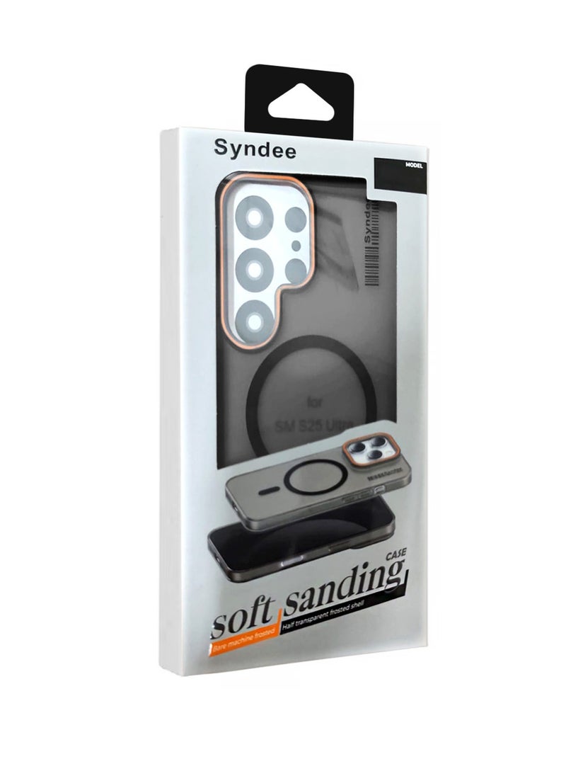 Wtech - Samsung Galaxy S24 Ultra 5G 2024 Syndee Series Hybrid Translucent Magsafe with Magnetic Charging Raised Camera Lips Elegant Look Case Cover - Black - Image 1