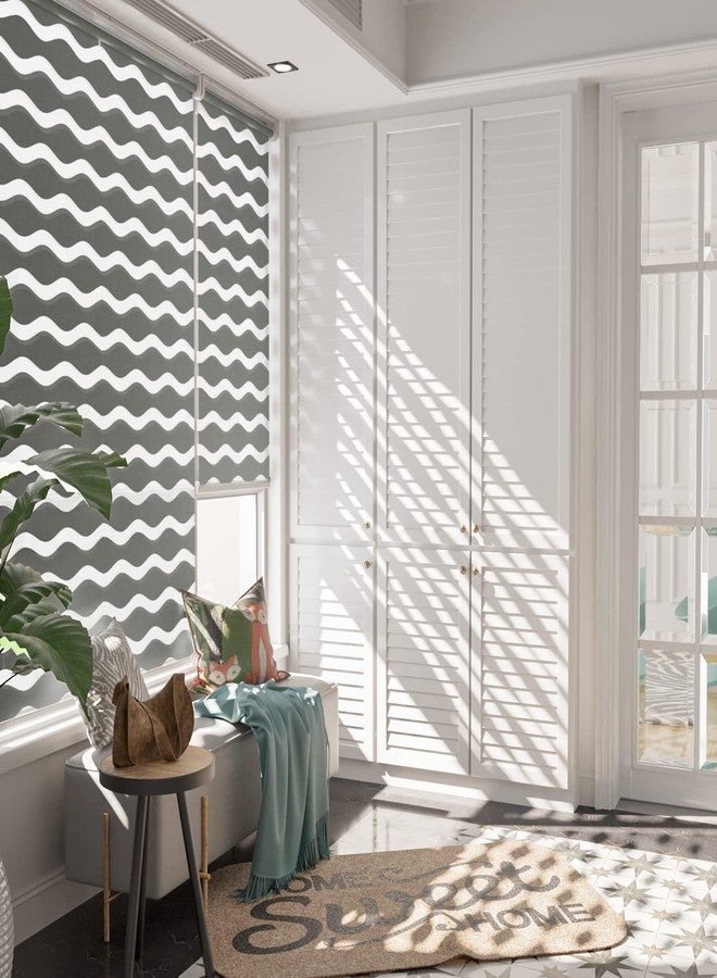 LazBlinds ستائر زيبرا لاسلكية من لاز بلايندز، بدون حفر، للنوافذ الداخلية، ستائر رول مزدوجة الطبقات للتحكم في الإضاءة ليلاً ونهاراً، ستائر شفافة لتصفية الضوء للمنزل، عرض 20 بوصة × ارتفاع 48 بوصة، رمادي - Image 2
