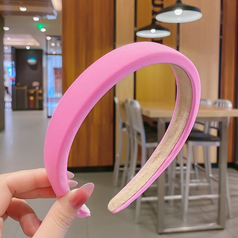 Generic Vintage French Velvet Headband Elegant Wide 1# pink wide body sponge hairband