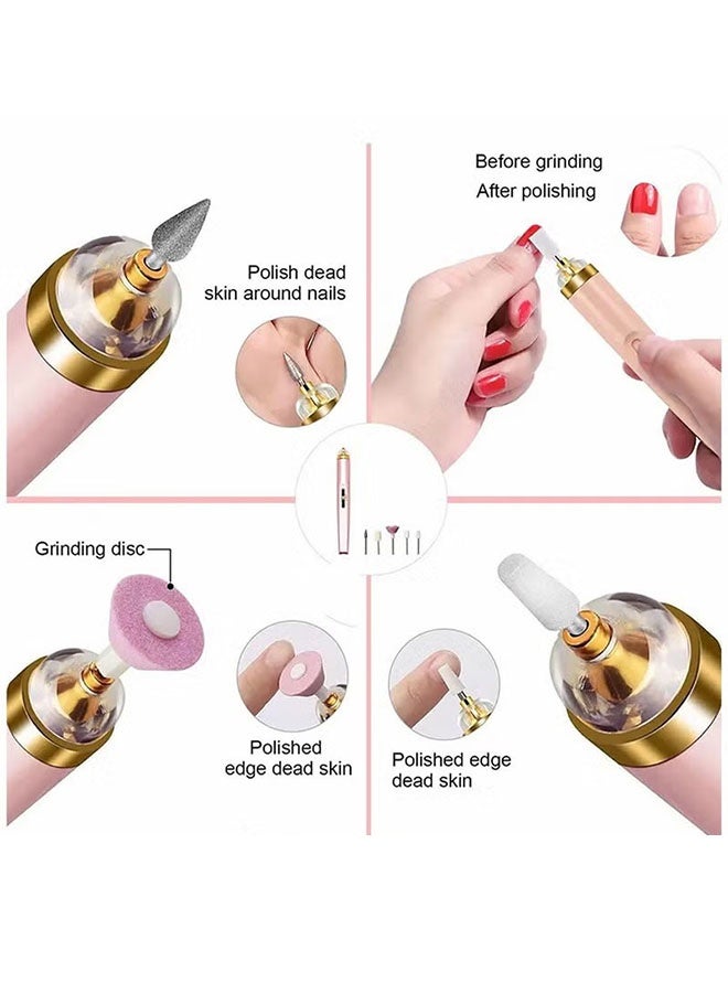 5 في 1 حفرة الأظافر الكهربائية ، مجموعة ملف الأظافر الكهربائية للأظافر الهليمية ، الأظافر المنزلية والأظافر الأكريليكية ، تلميع التلميع للمنزل استخدام الصالون - Image 4