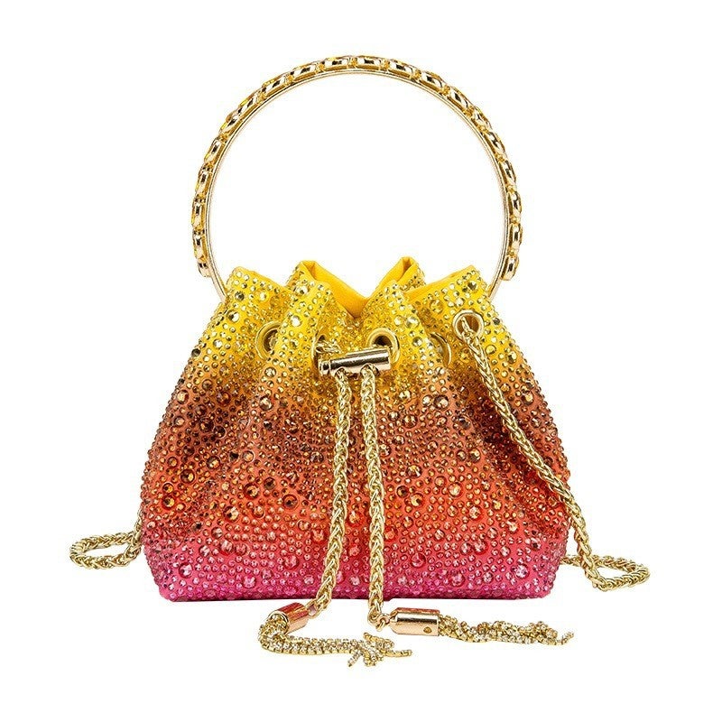 2025 Shenglu Export Small Fragrant Style Pebbles Colorfulful Bucket Drawstring Women'S Satchel Shoulder Chain Bag - Image 3