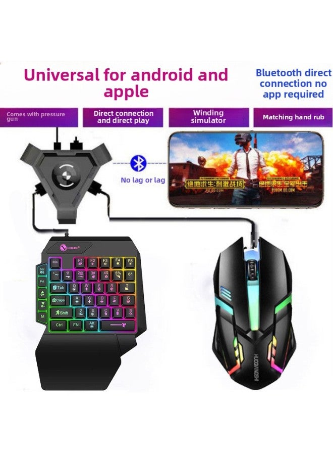 Triangle Throne Mobile Game Controller Converter Elite Keyboard Mouse External Conversion One-click Burst Fire Gamepad-Product Color:K103S + Triangle Throne + S1 Black
