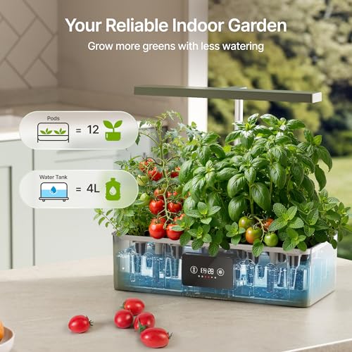 SUNCOZE Hydroponics Growing System Kit with 24W Dimmable Grow Light, 12 Pods Indoor Herb Garden with Timer & Local Time Setting, Adjustable Height, Smart Countertop Garden for Home & Kitchen, Green - Image 2
