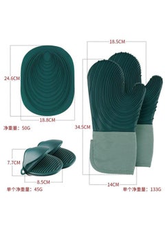 Nordic Style Kitchen Oven Gloves Silicone Baking Creative Stitching Small Fresh Fanciful Heat Insulation Gloves2 dark green miter gloves 2 shark hand clip silicone thread pad