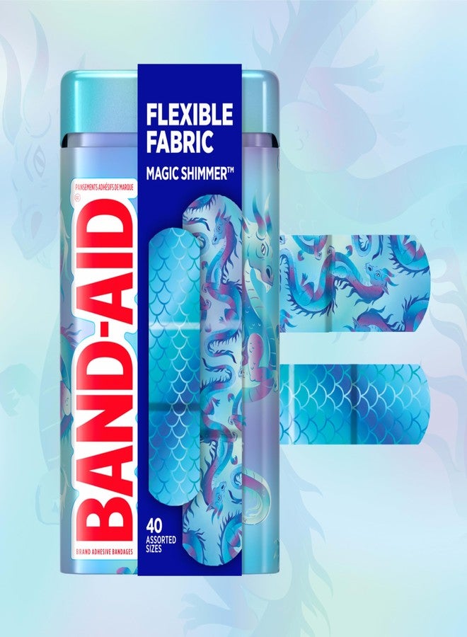 BAND-AID Brand Flexible Fabric Adhesive Bandages, Comfortable Protection & Wound Care for Minor Cuts, Scrapes & Burns, First Aid Kit Essential, Iridescent Magic Shimmer Design, Assorted Sizes, 40 Ct - Image 4