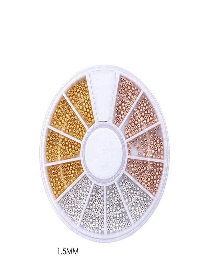 YesLady 3D Nail Art Gold Caviar Mini Bead Metal Steel Studs Manicures Decoration 4 Wheels four Size - Image 3