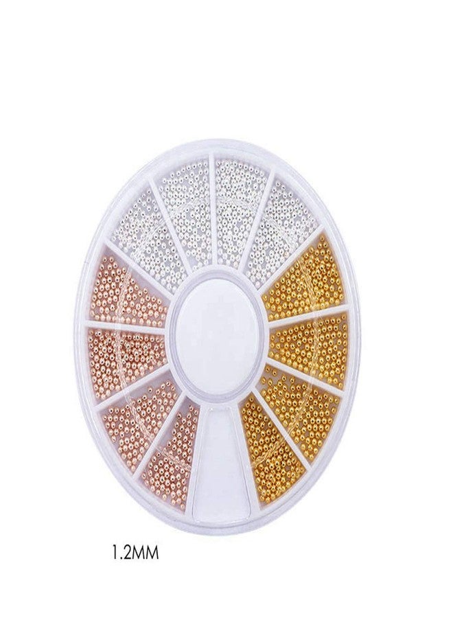 YesLady 3D Nail Art Gold Caviar Mini Bead Metal Steel Studs Manicures Decoration 4 Wheels four Size - Image 2