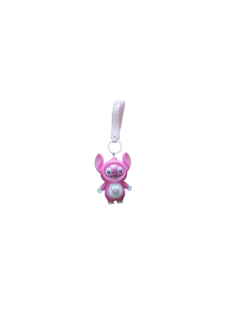 Pink Reaction Face Toy with Stitch Keychain | Emotion-Changing Character Toy with Rubber Handle – Surprise, Play & Style in One Cute Set! - Image 1