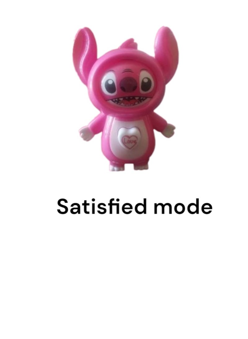 Pink Reaction Face Toy with Stitch Keychain | Emotion-Changing Character Toy with Rubber Handle – Surprise, Play & Style in One Cute Set! - Image 2