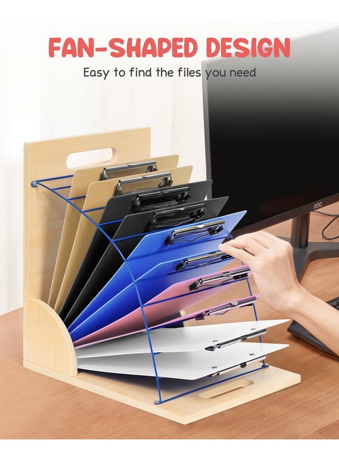 Gamenote Clipboard Holder - Wood And Metal Clipboard Stand Clipboards Storage Rack Small White Board Organizer For Classroom Office (Assembly Required) (1) - Image 3