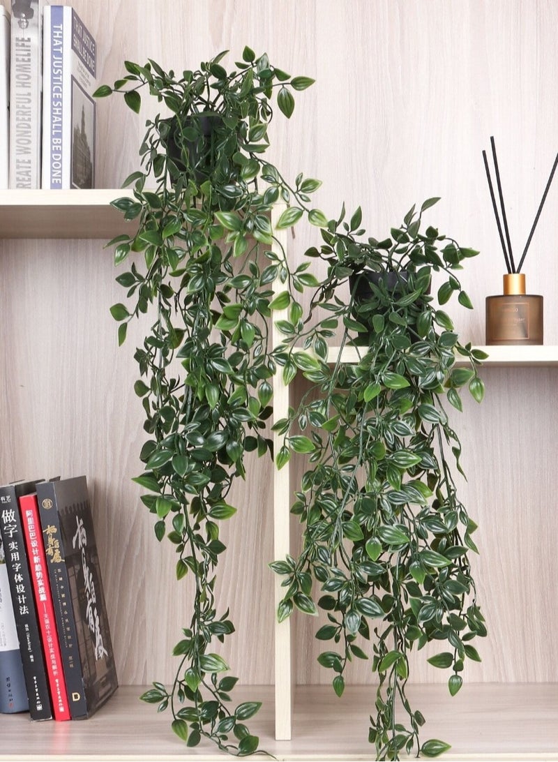 شيانغ مي 1 قطعة نباتات صناعية معلقة نباتات صناعية معلقة نباتات خضراء مزيفة في أصيص نباتات صناعية من شجر الكينا، نبات ماندالا في أصيص لغرفة المنزل أو في الأماكن المغلقة أو الهواء الطلق أو ديكور الرف، نباتات صناعية، ديكور الخريف، غرفة، مكتب، ديكور حديقة، أشياء لتزيين الغرفة - Image 1