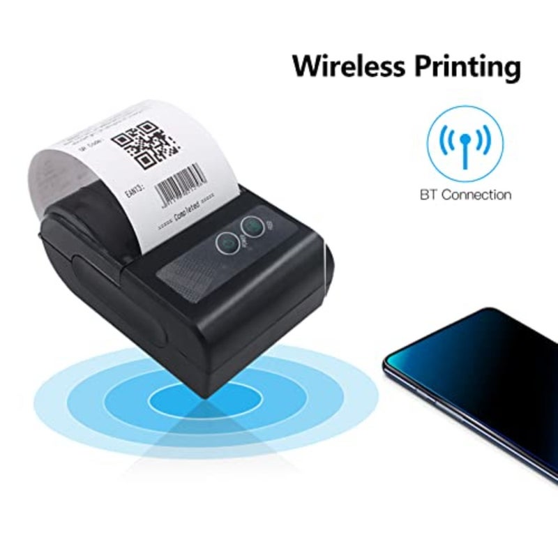 58mm Mini Thermal Printer Wireless Label Receipt Shipping Express Printer USB BT Connection Support ESC/POS Command compatible with WINDOWS Android iOS for Supermarket Store Restaurant - Image 2