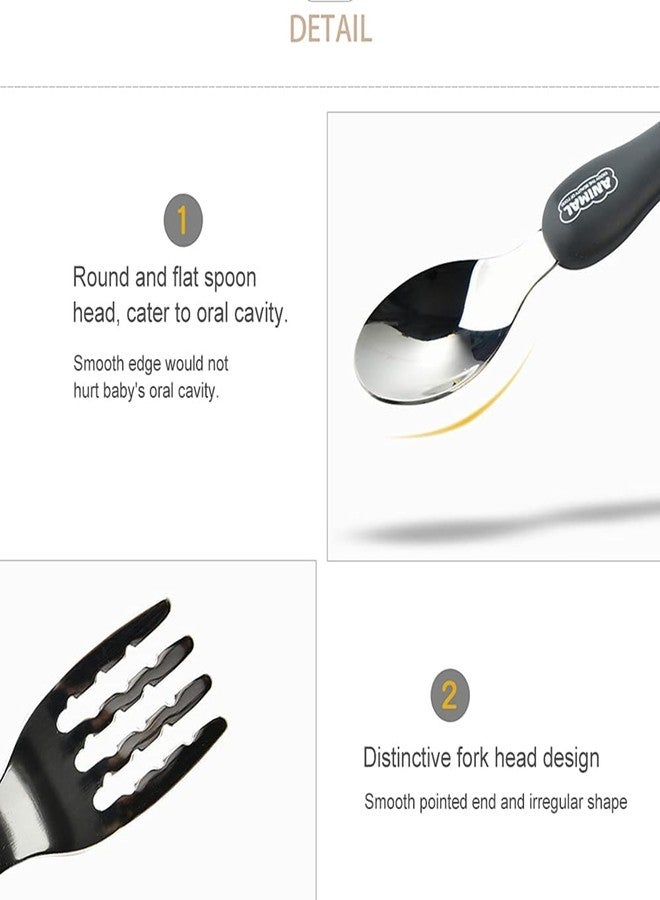 Mouly Travel Spoon & Fork Set Children Portable Tableware Toddler Utensils Kids Spoon & Fork Set with Travel Case Pack of 1 - Random Design and Color - Image 4