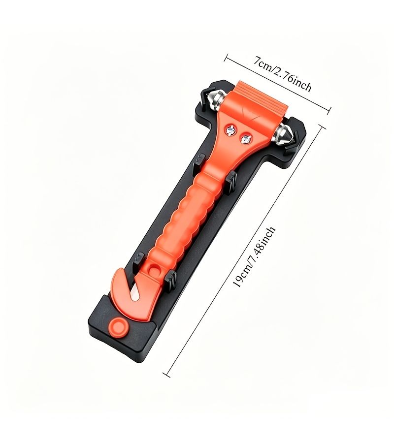 Car Emergency Escape Tool 2 In 1 Window Breaker Seatbelt Cutter Safety Hammer With Protective Bracket Bright Orange 2 Piece Set - Image 3