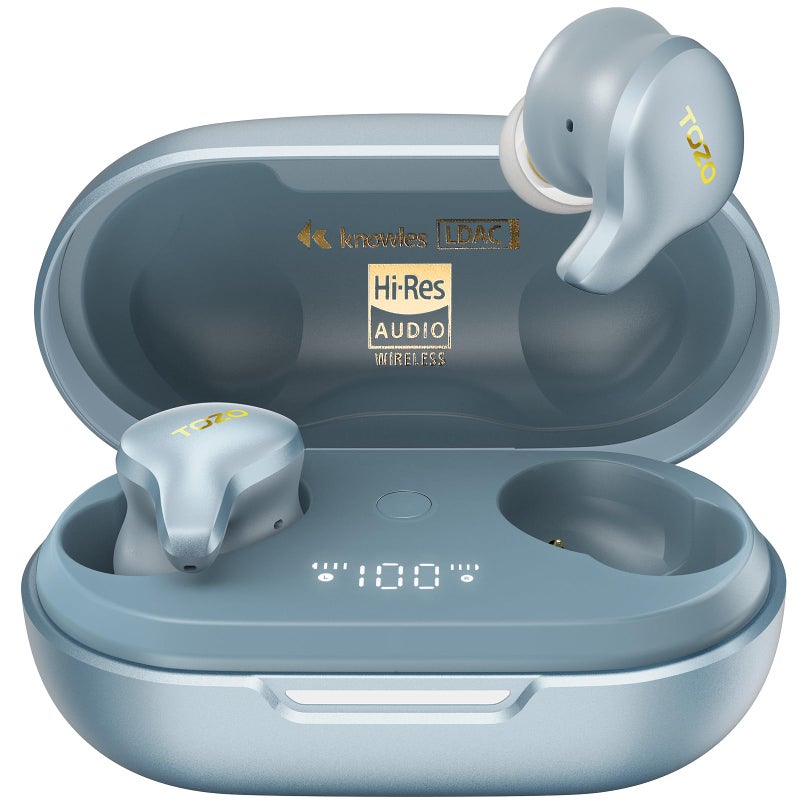 TOZO سماعات أذن لاسلكية TOZO Golden X1 مع سائق توازن و سائق ديناميكي هجين، سماعات بلوتوث OrigX Pro، LDAC وصوت عالي الدقة لاسلكي، سماعة رأس بإلغاء الضوضاء زرقاء - Image 1