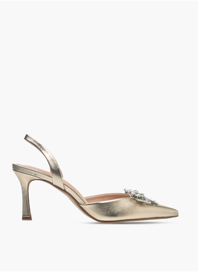 Celeste Womens Bow Embellished Slingback Shoes With Stiletto Heels Ramadan Collection  - Image 3
