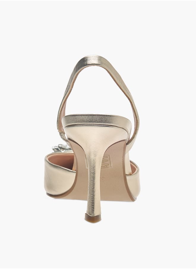Celeste Womens Bow Embellished Slingback Shoes With Stiletto Heels Ramadan Collection  - Image 5