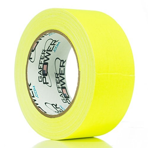 Gaffer Power Real Professional Grade Gaffer Tape, Made in The USA, Yellow Fluorescent 2 Inches by 30 Yards, UV Blacklight Reactive Fluorescent Heavy, Non-Reflective, Better Than Neon Yellow Duct Tape - Image 1
