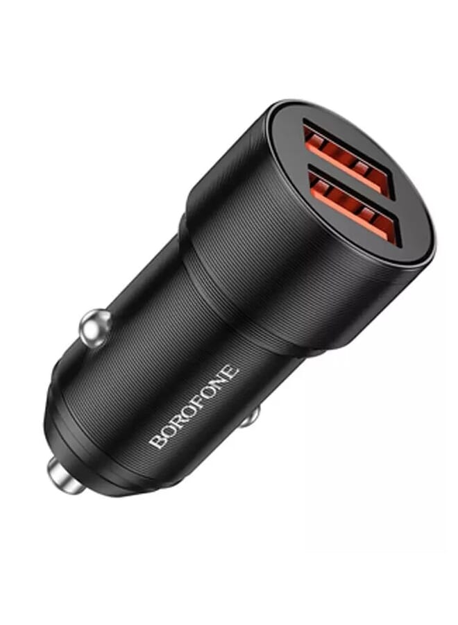 Borofone BZ19 Metal Dual USB Port Car Charger with USB Type C cable 2.4A 12W 5V - Image 1