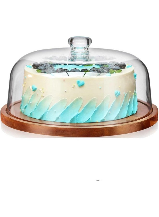 HOMETIC Wooden Cake Stand with Acrylic Dome,Serving Cake Plate with Dome Lid, Dessert and Cupcake Display Stand, Pastry Stand,Round Cake Cutting Holder (11 x 4.5 inch) - Image 2