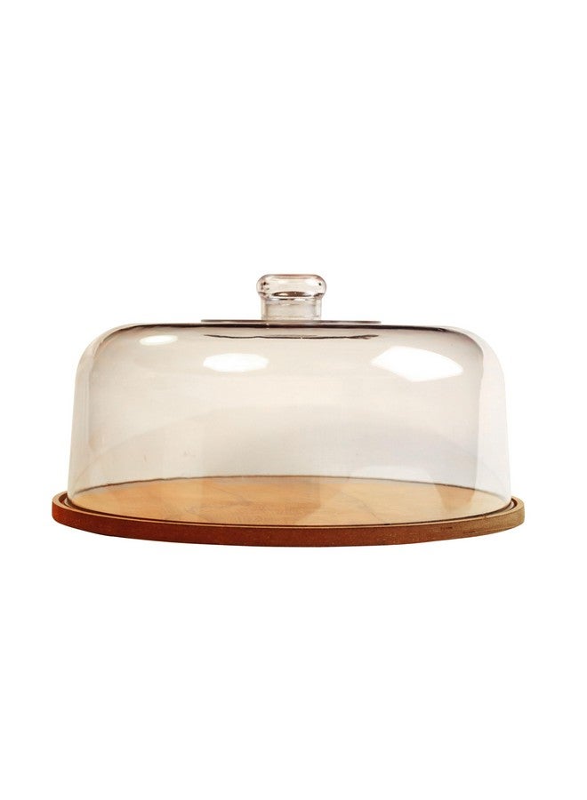 HOMETIC Wooden Cake Stand with Acrylic Dome,Serving Cake Plate with Dome Lid, Dessert and Cupcake Display Stand, Pastry Stand,Round Cake Cutting Holder (11 x 4.5 inch) - Image 1