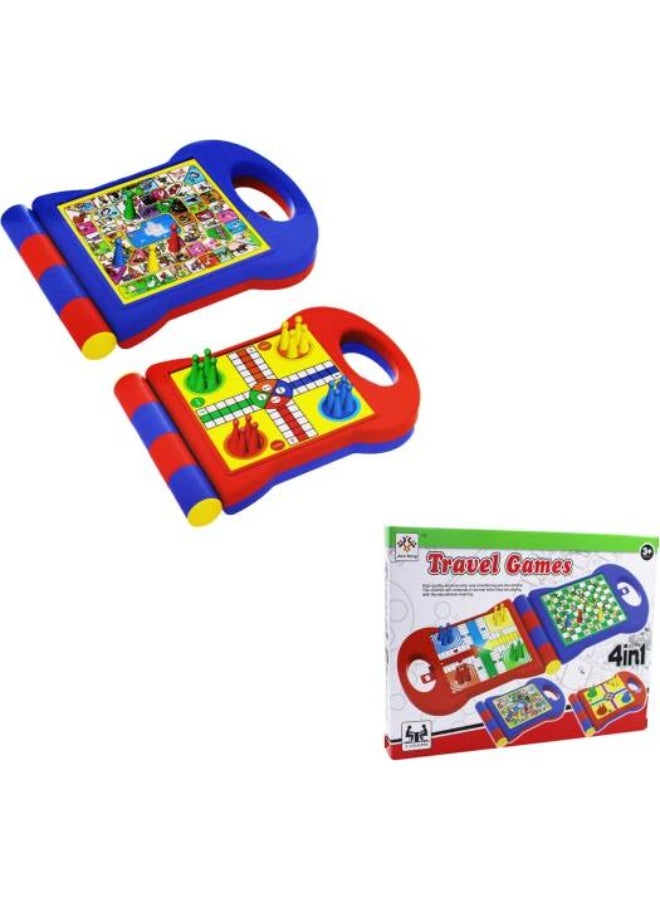 جون فنغ لونج مجموعة ألعاب سفر 4 في 1، مجموعة ألعاب ممتعة ومدمجة للأطفال من سن 3 سنوات فما فوق، تتضمن الشطرنج والداما وتيك تاك تو ولودو، مثالية للرحلات البرية والإجازات والسفر العائلي، محمولة ومتينة - Image 5