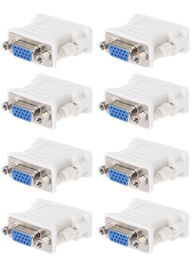 Taimi 8-pices DVI 24 Pin Male To VGA 15 Pin Female Converter Adapter White - Image 1