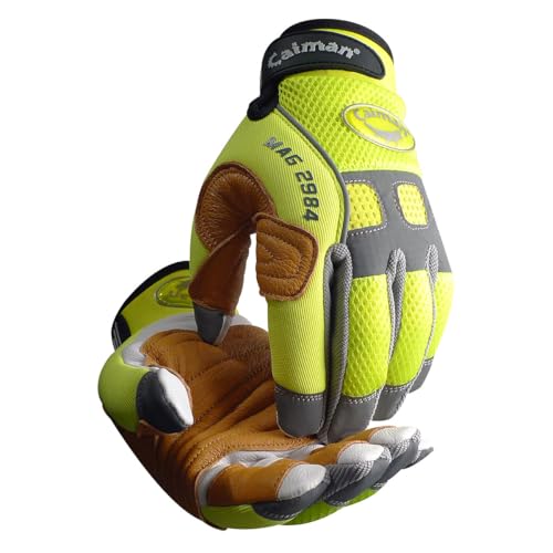 Caiman MAG, Multi-Activity Glove with Goat Grain Leather Patch Palm, Hi-Vis AirMesh Back, Pinch'd-Tip Fingers, Neoprene Knuckle, High-Vis Yellow/Gold, Large (2984-5) - Image 5
