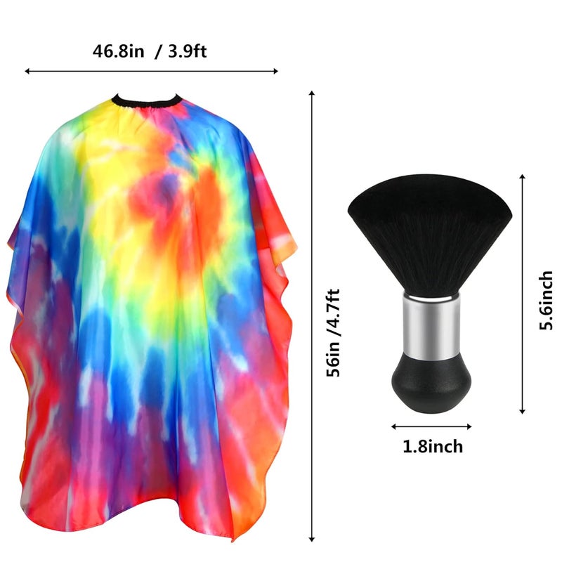 FEBSNOW Barber Cape Waterproof Professional Hair Cutting Cape Neck Duster Brush for Haircut Tie-dye Salon Beard Hairdressing Kits 46.8 × 56 Inches - Image 2