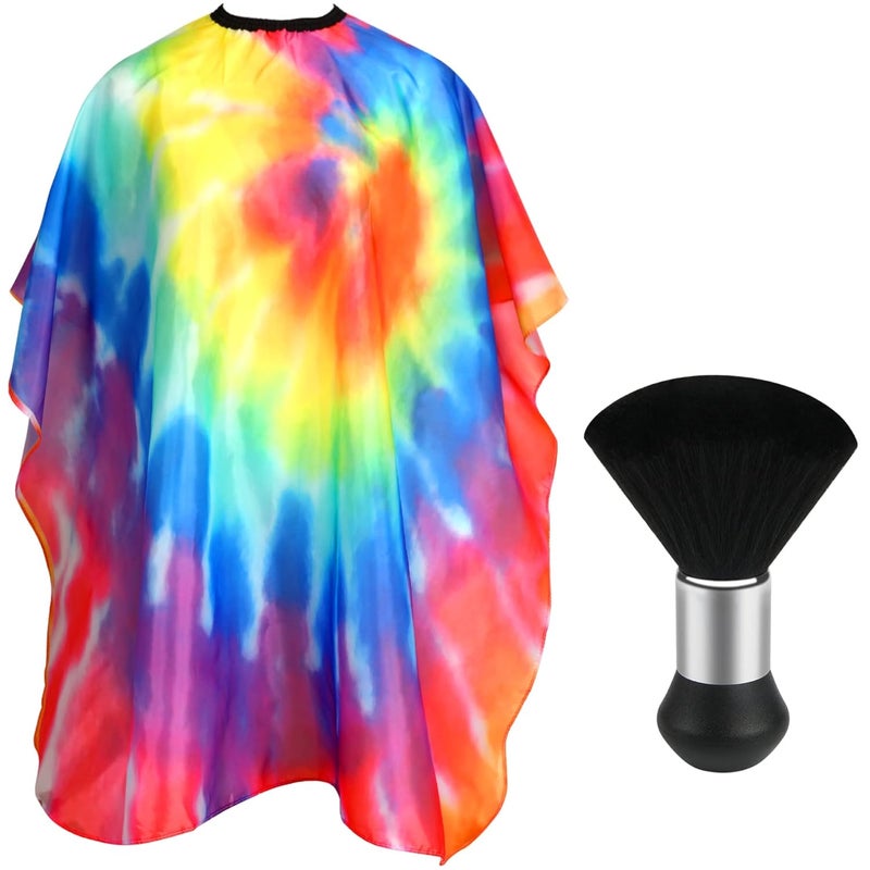 FEBSNOW Barber Cape Waterproof Professional Hair Cutting Cape Neck Duster Brush for Haircut Tie-dye Salon Beard Hairdressing Kits 46.8 × 56 Inches - Image 1