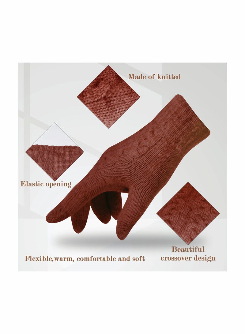 Y&D Women Touch Screen Gloves - Winter Warm Touchscreen Mittens Thermal Fleece Lined Knitted for Outdoor - Image 2