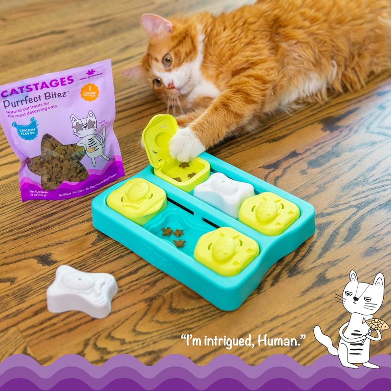 Catstages by Nina Ottosson Purrfect Bitez Natural Crunchy Cat Treats for Puzzles, Toys, Bait Boxes, Training - Made in USA - Authentic Chicken Flavor - 4 oz - Image 2