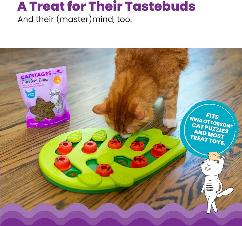 Catstages by Nina Ottosson Purrfect Bitez Natural Crunchy Cat Treats for Puzzles, Toys, Bait Boxes, Training - Made in USA - Authentic Chicken Flavor - 4 oz - Image 4