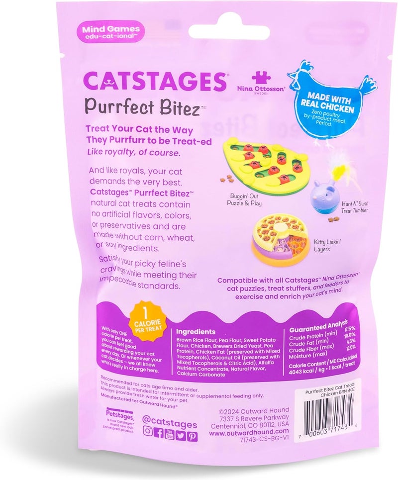Catstages by Nina Ottosson Purrfect Bitez Natural Crunchy Cat Treats for Puzzles, Toys, Bait Boxes, Training - Made in USA - Authentic Chicken Flavor - 4 oz - Image 5