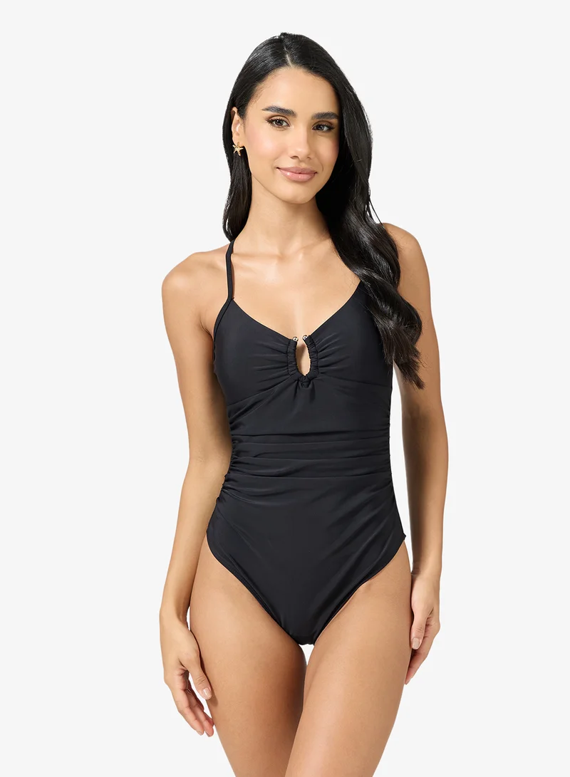 جينجر صدرية سباحة بحمالة عنق بلمسة ذهبية