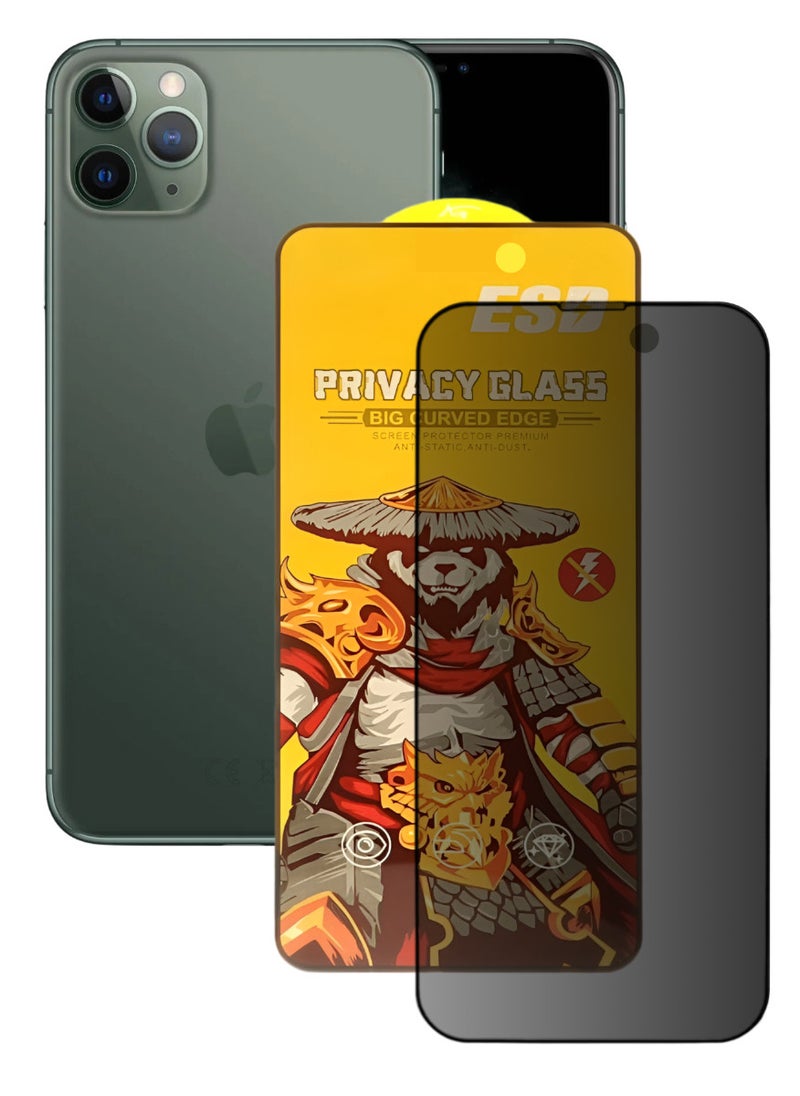 ESD Tempered Dustproof Privacy Glass Screen Protector Compatible For iPhone 11 Pro Max  - Image 1