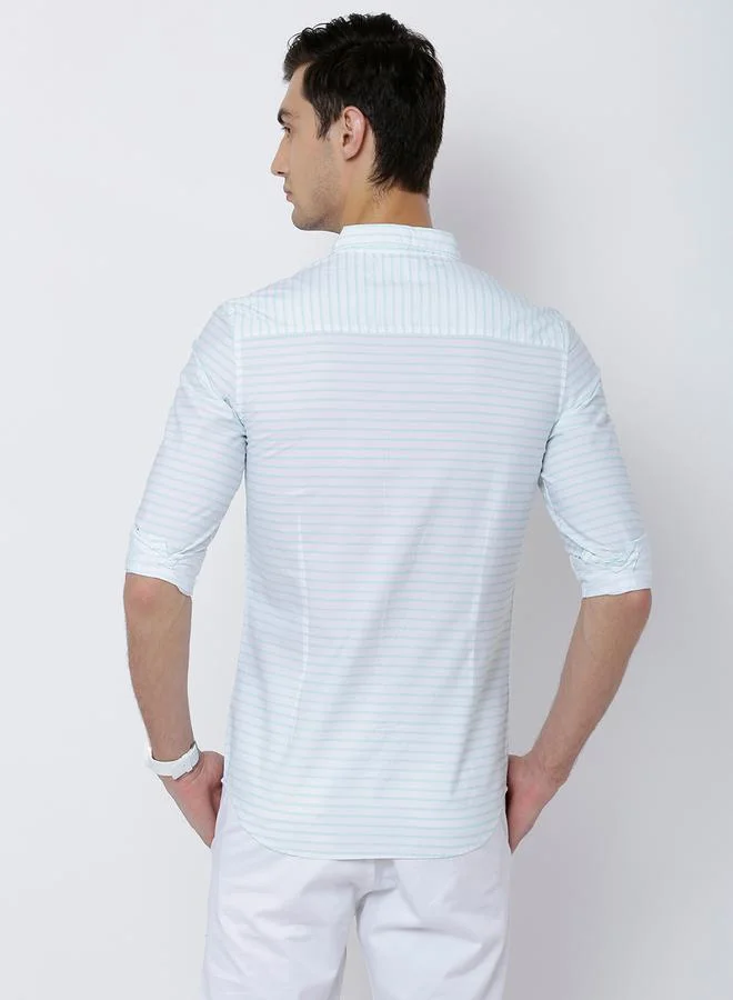 هاي لاندر Striped Slim Fit Shirt with Chest Pocket by Styli