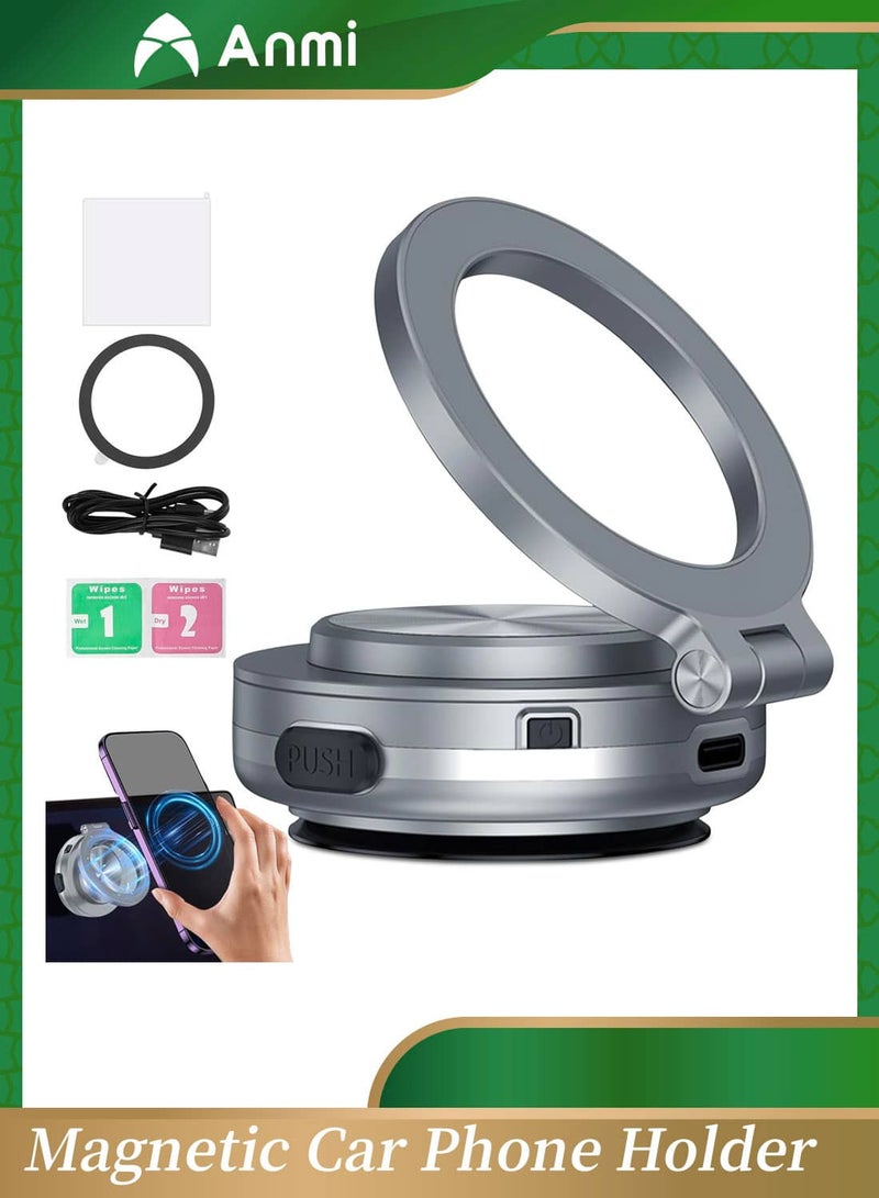 Anmi Electric Vacuum Magnetic Car Phone Mount, 360° Rotatable Car Suction Phone Mount, Strong Suction for Car & All Smooth Surface,Compatible with All Phone Types (Grey) - Image 1