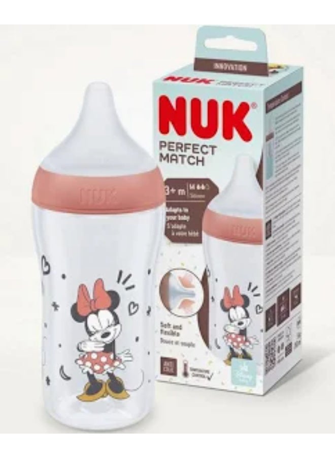 Nuk baby perfect match  no colic minnie plastic bottle 260ml