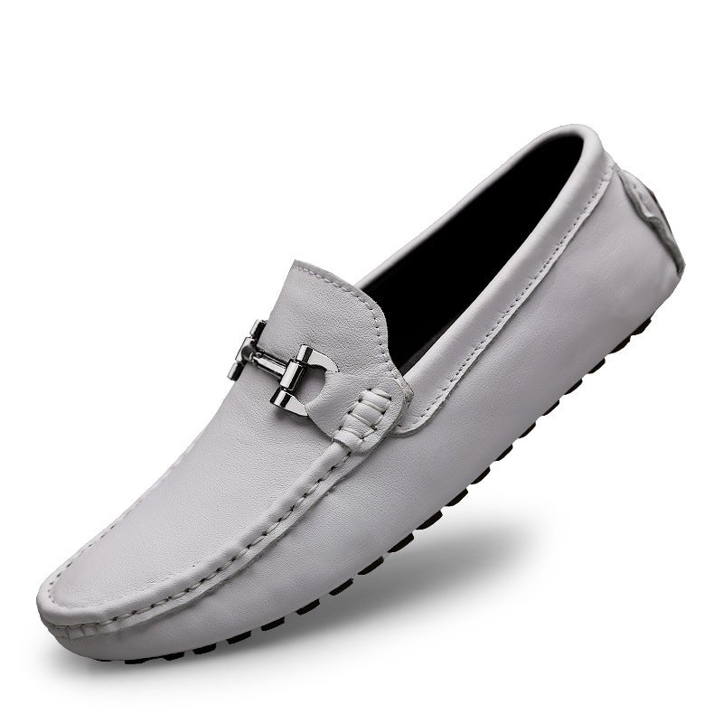 Men'S Driving Shoes Men'S Casual Two-Layer Cowhide Lazy One-Step Slip-On Korean-Style Trendy Shoes British Trendy Shoes - Image 3
