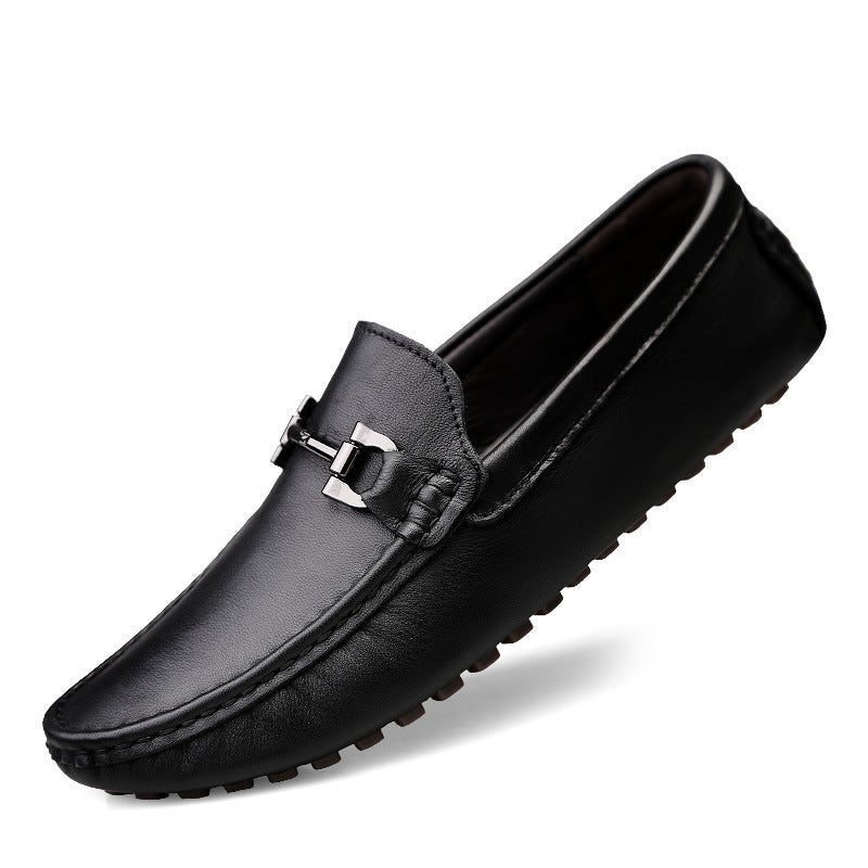 Men'S Driving Shoes Men'S Casual Two-Layer Cowhide Lazy One-Step Slip-On Korean-Style Trendy Shoes British Trendy Shoes - Image 4