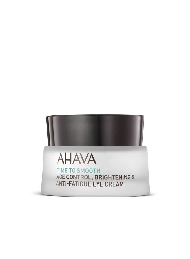 AHAVA Time to Smooth Age Control Brightening & Anti Fatigue Eye Cream - Brightens Dark Circles, Reduce Wrinkles, enriched with Exclusive Osmoter & 3D Complex of anti-aging Dunaliella Algea, 0.5 Fl.Oz - Image 1